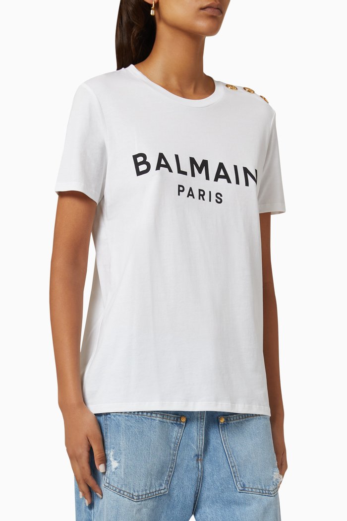

Logo-print Buttoned T-shirt in Cotton-jersey, White