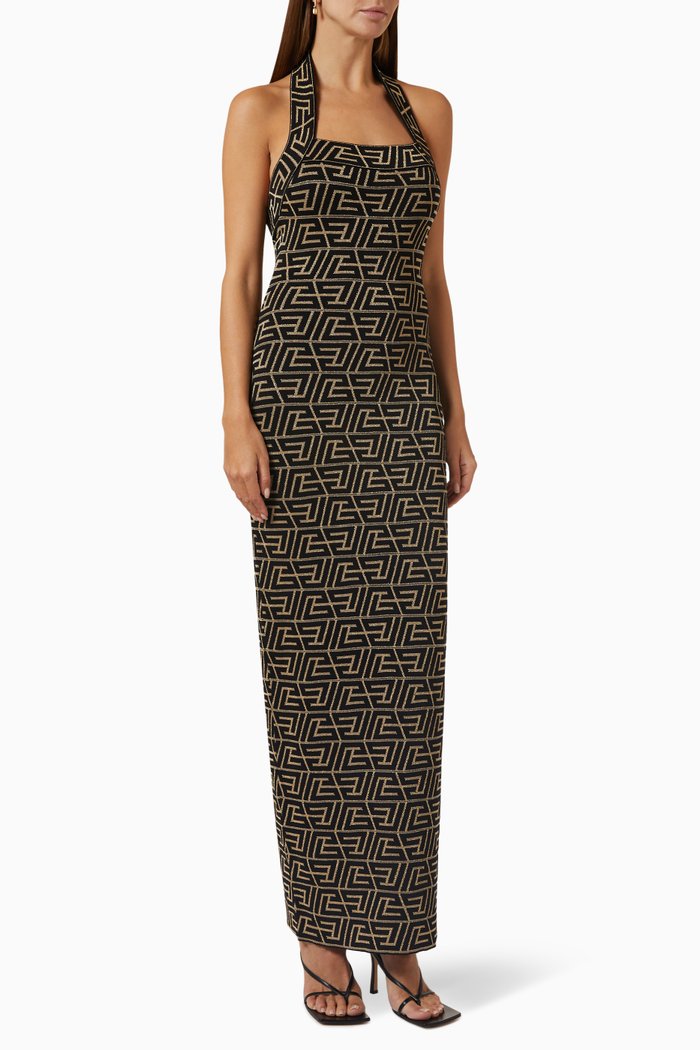 

Backless Dress in Monogram Jacquard Knit, Black