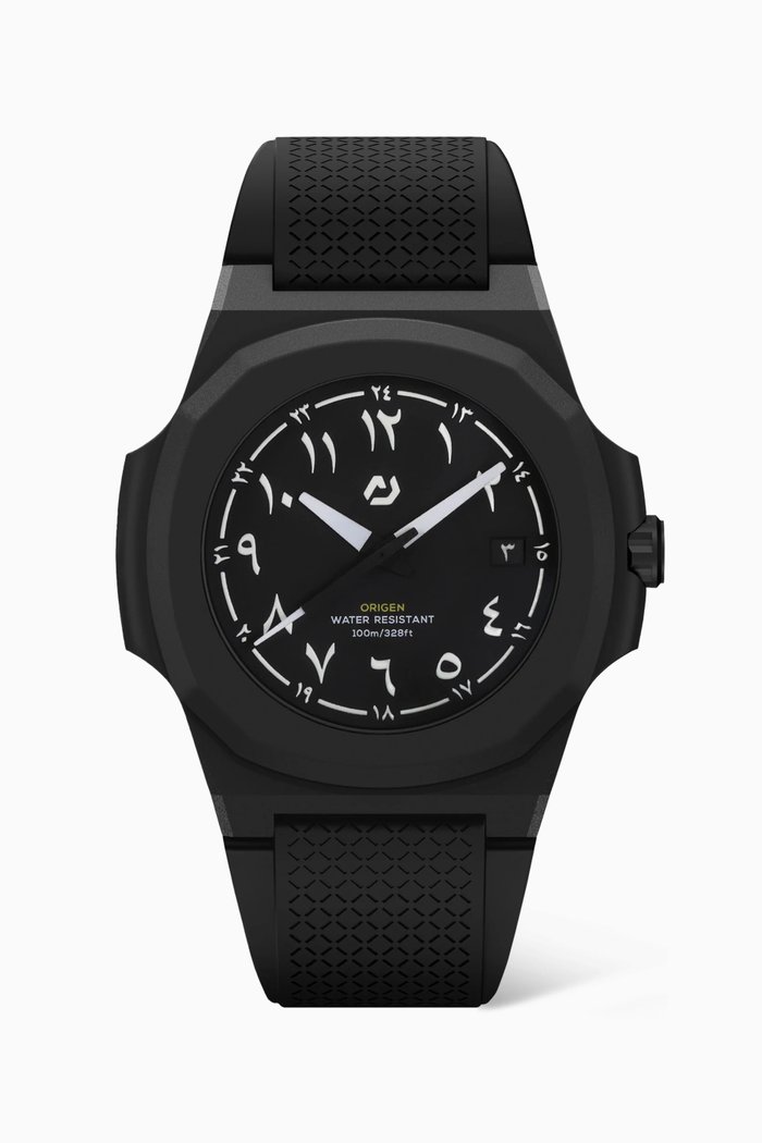 

Origen Sahara Miyota Rubber Watch, 40.5mm, Black