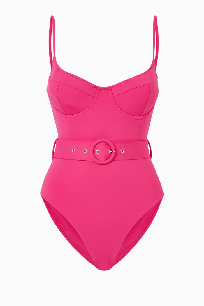

Noa Belted One-piece Swimsuit in Stretch Blend, Pink