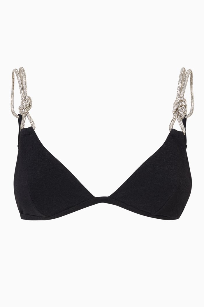 

Brighton Diamante Bikini Top in Stretch Nylon, Black