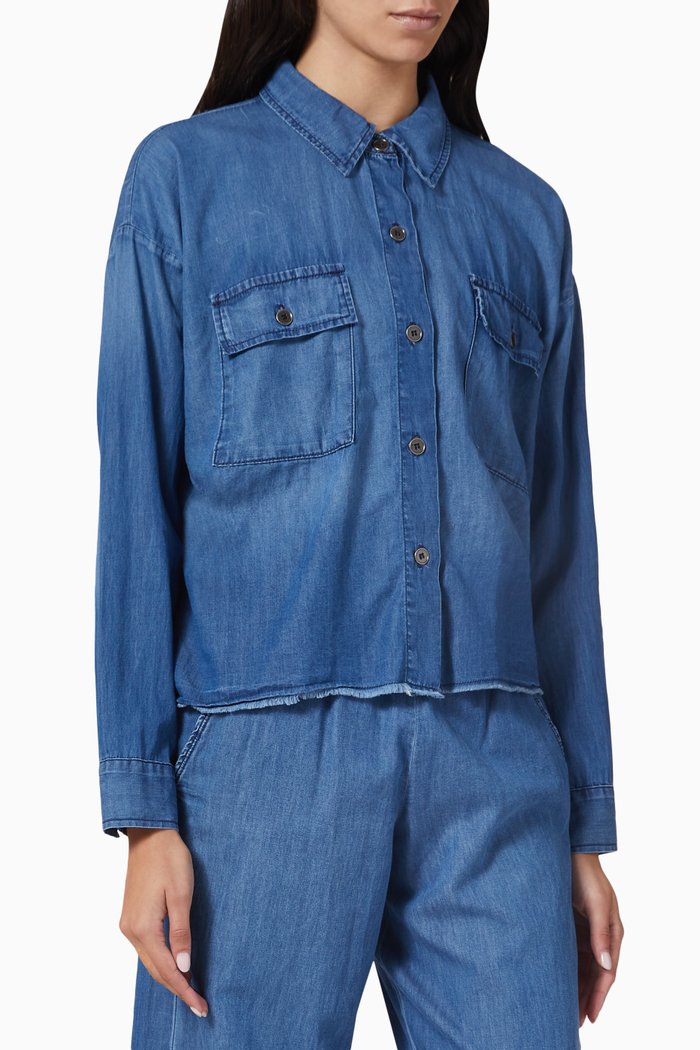 

Alexis Button-down Jacket in Cotton Chambray, Blue