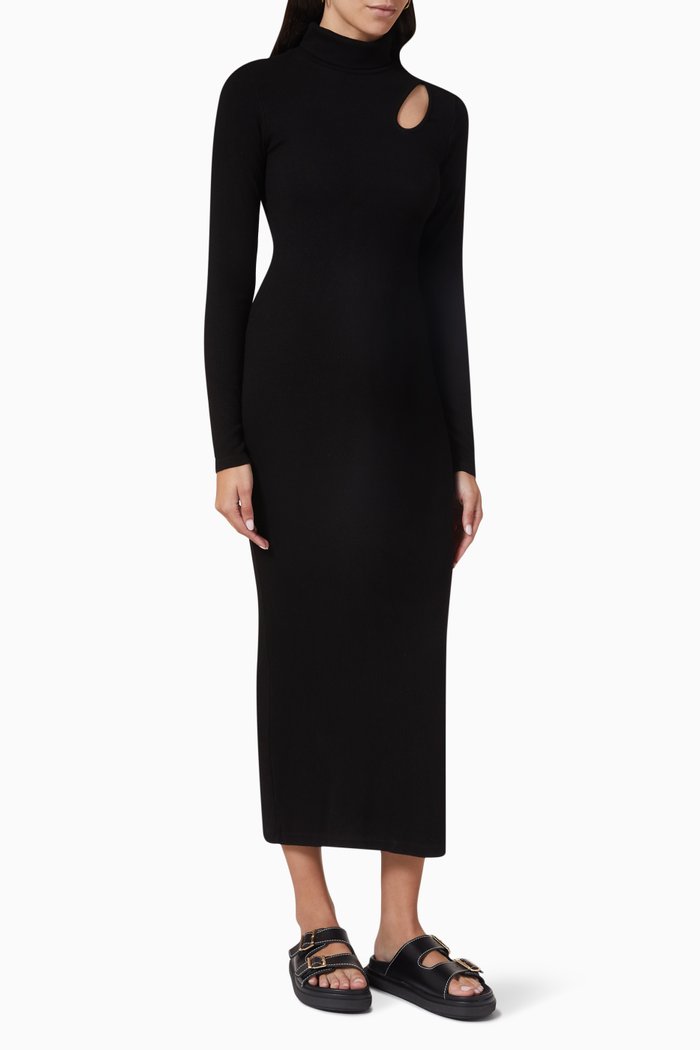 

Sidney Dress in Rayon Rib-knit, Black