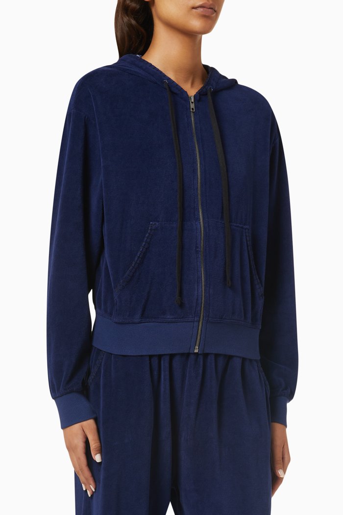 

Upton Zip Hoodie in Velvet, Blue