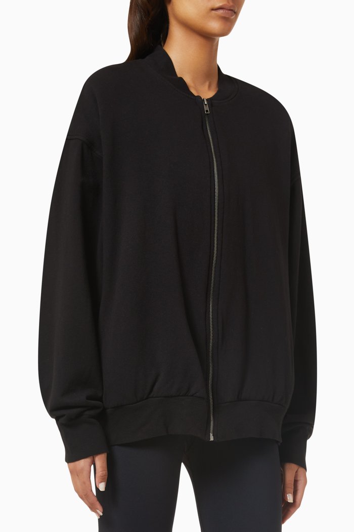 Trent Bomber Jacket in Cotton-blend, Black
