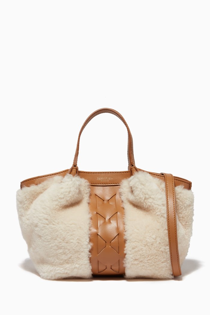 Mini Secret Bag in Shearling & Leather, Multicolour