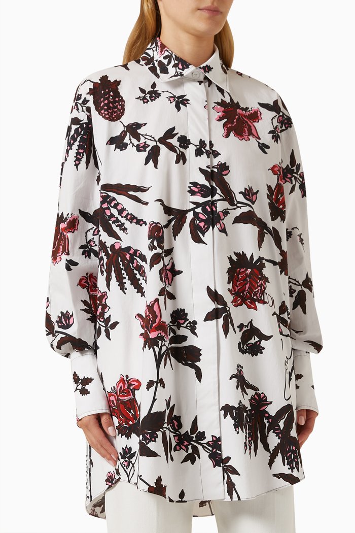 Printed Shirt Dress in Organic Cotton, Multicolour