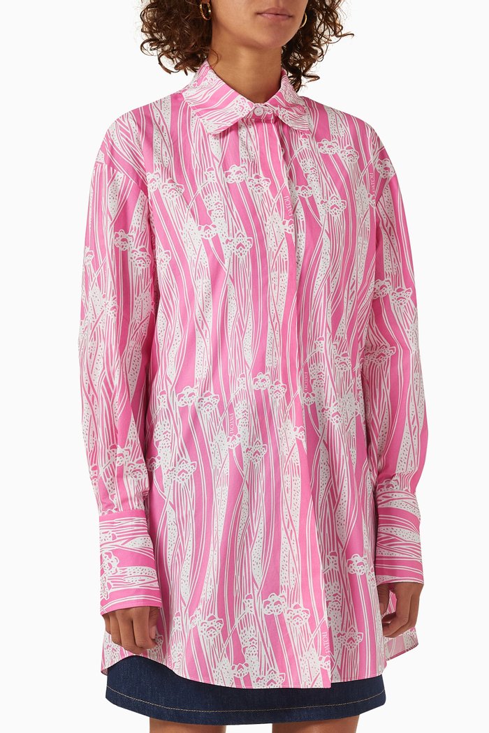 Printed Shirt Dress in Organic Cotton, Pink