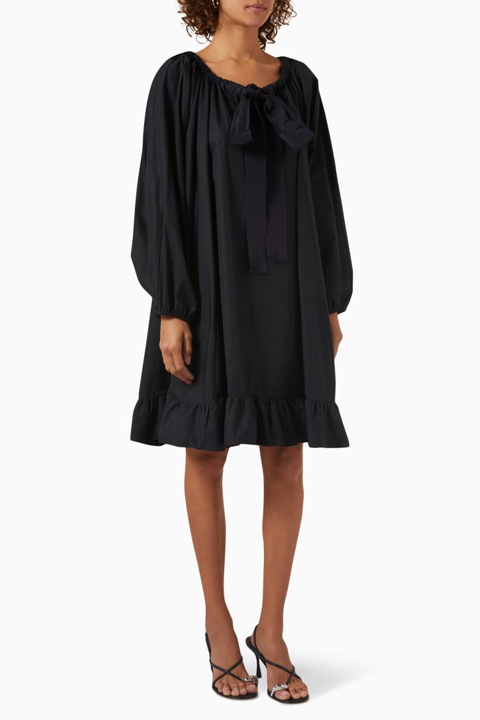 

Ruffle Hem Dress in Organic Cotton, Blue