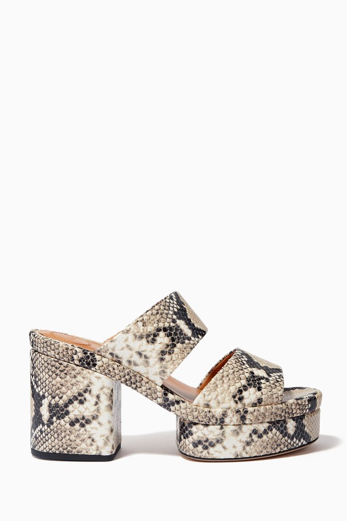 

Odina Platform Mules in Goatskin, Grey