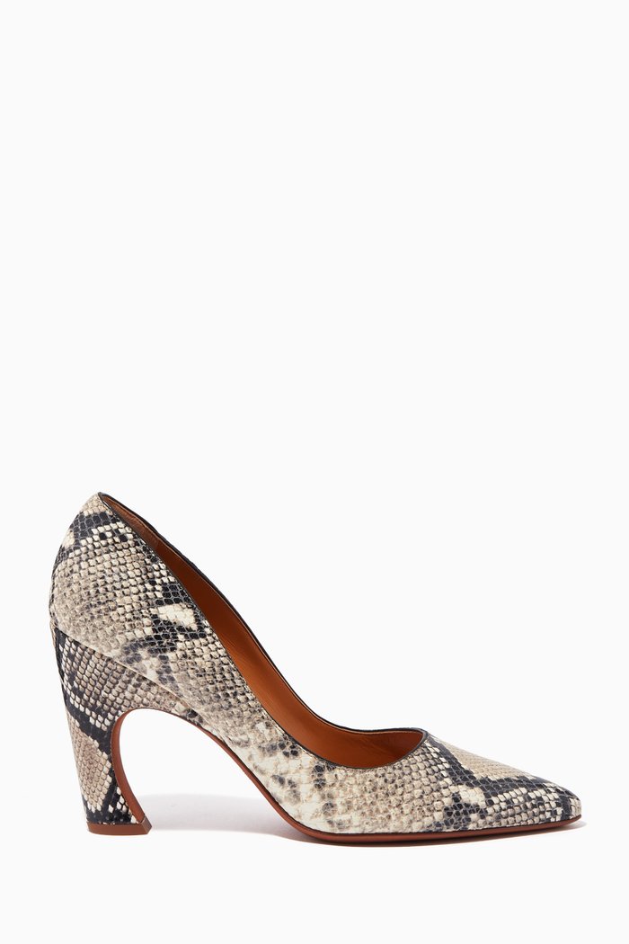 Oli 90 Pumps in Python-effect Leather, Grey