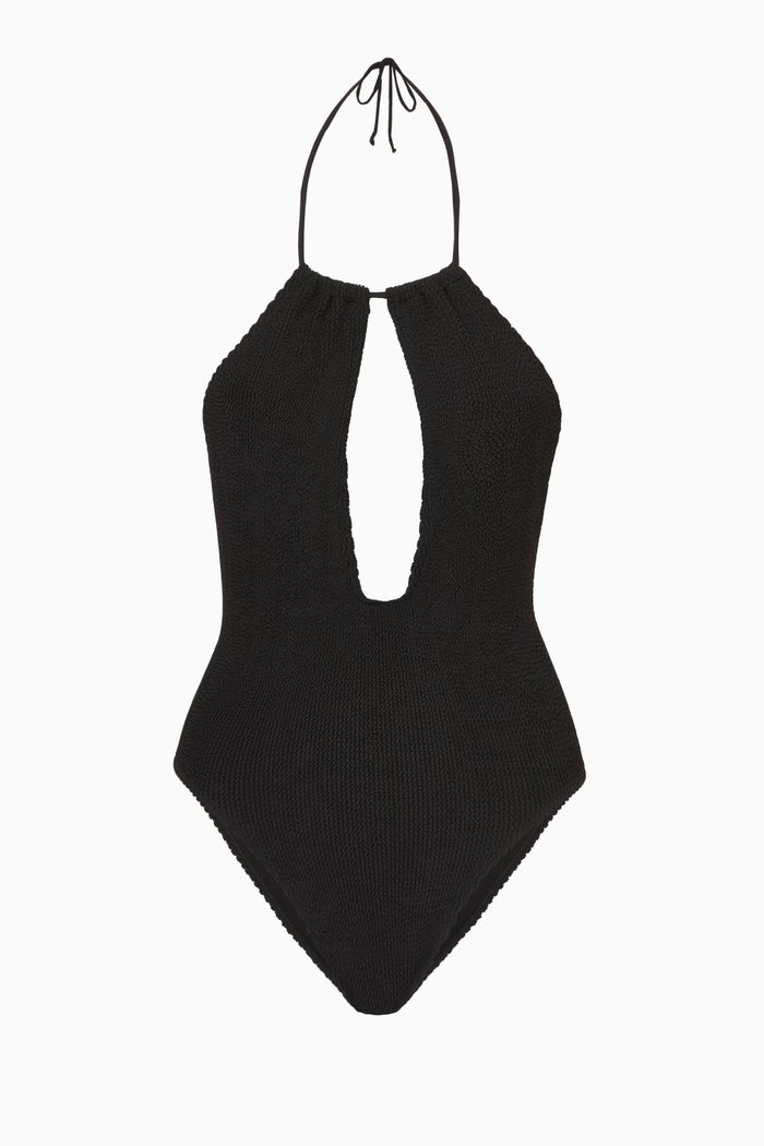 

Bisou Cut-out One-piece Swimsuit in Nylon-knit, Black