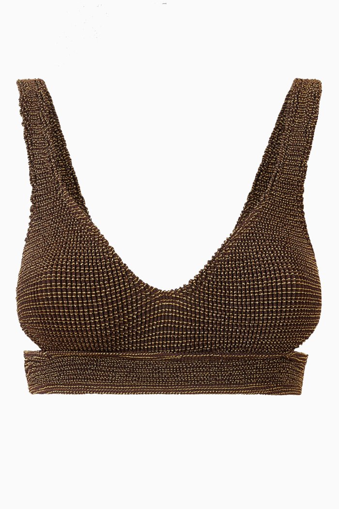 

Nino Crop Bikini Top in Nylon-knit, Brown
