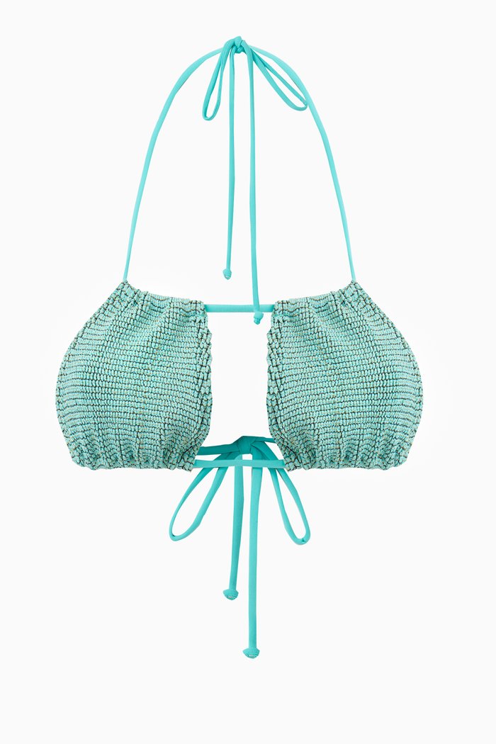 

Andy Lurex Knit Bikini Top, Blue