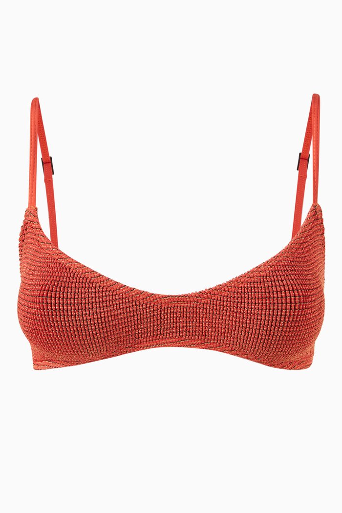 

Lissio Shimmer Crinkle Bikini Crop Top, Orange