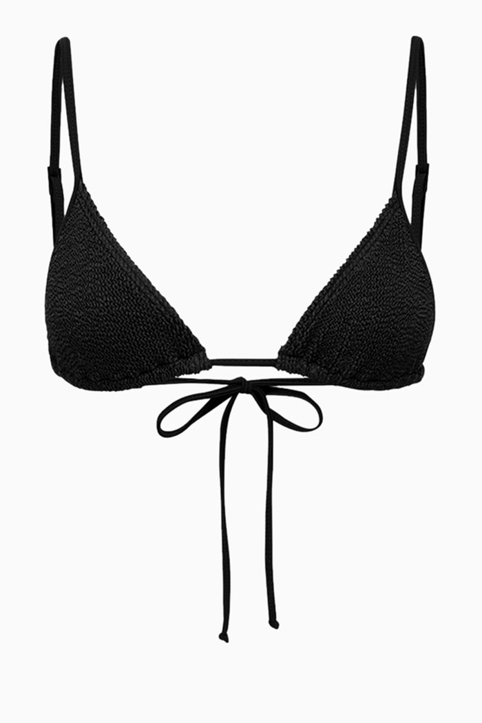 

Luana Crinkle Triangle Bikini Top, Black