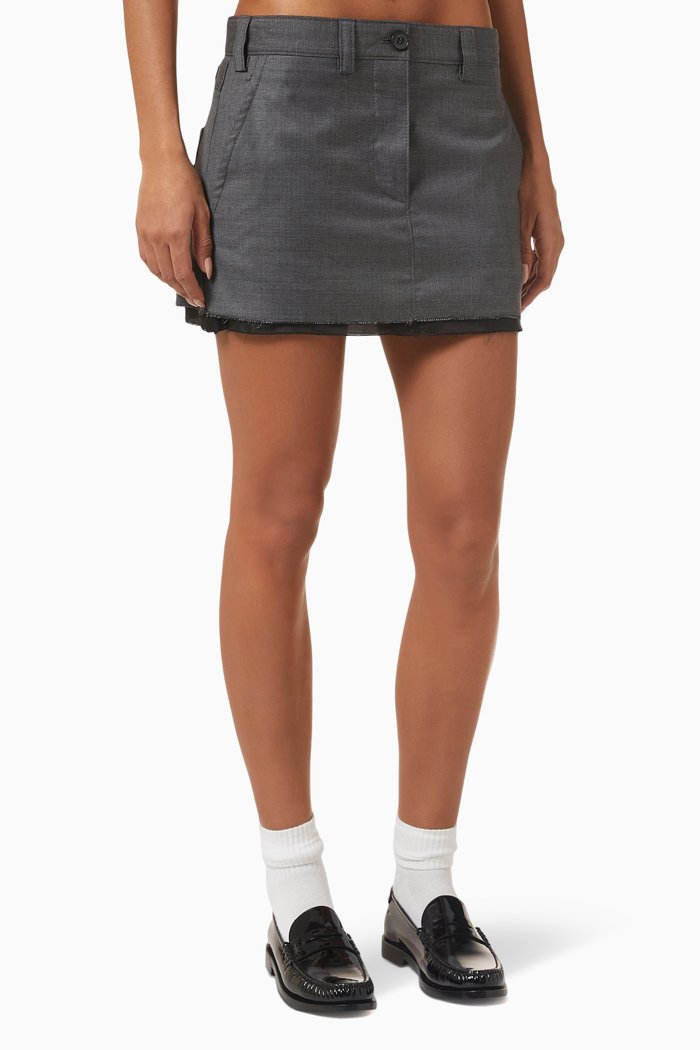 

Grisaille Mini Skirt in Virgin Wool, Grey