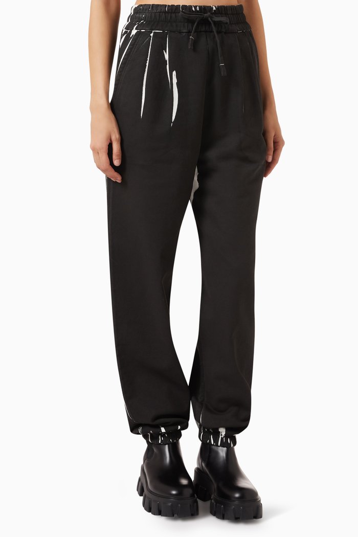 

Printed Track Pants in Fleece, Black