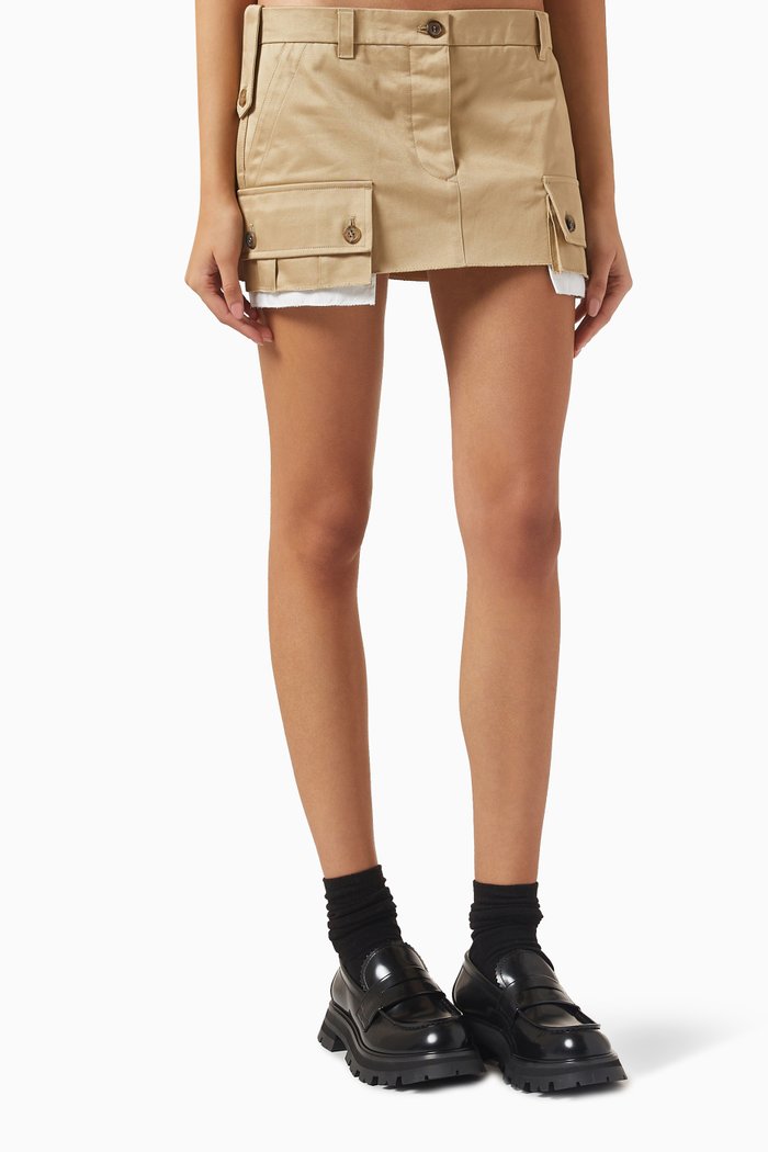 

Mini Chino Skirt in Cotton, Neutral