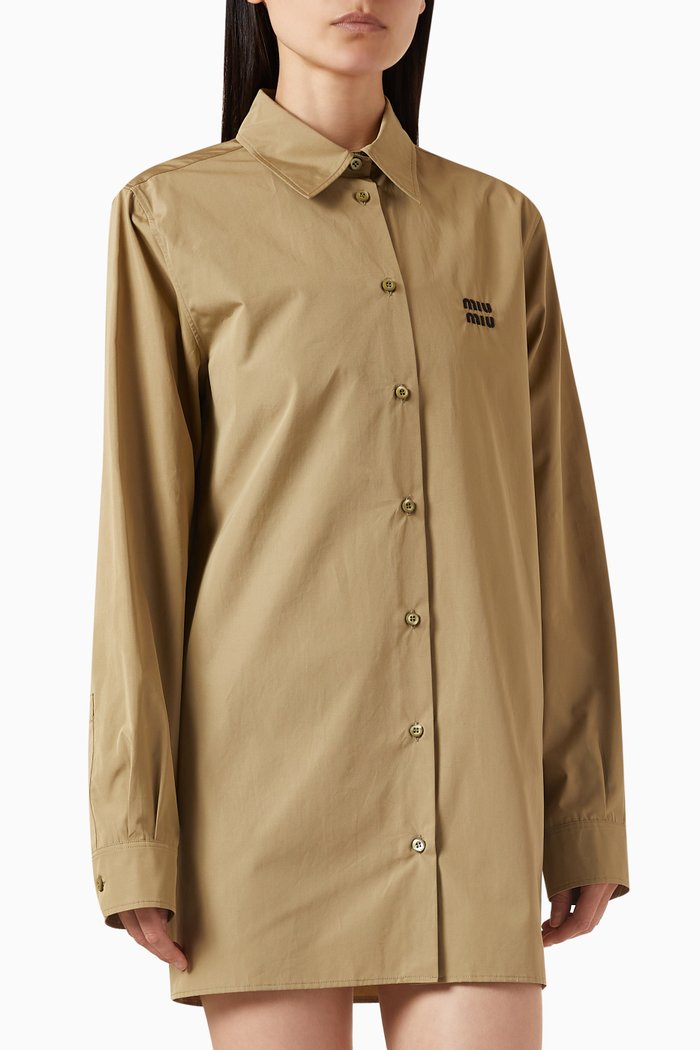 

Logo-embroidered Shirt in Cotton-poplin, Brown