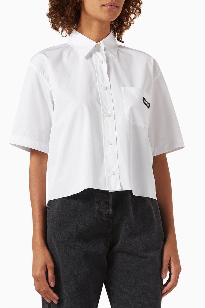 

Logo-patch Crop Shirt in Cotton-poplin, White