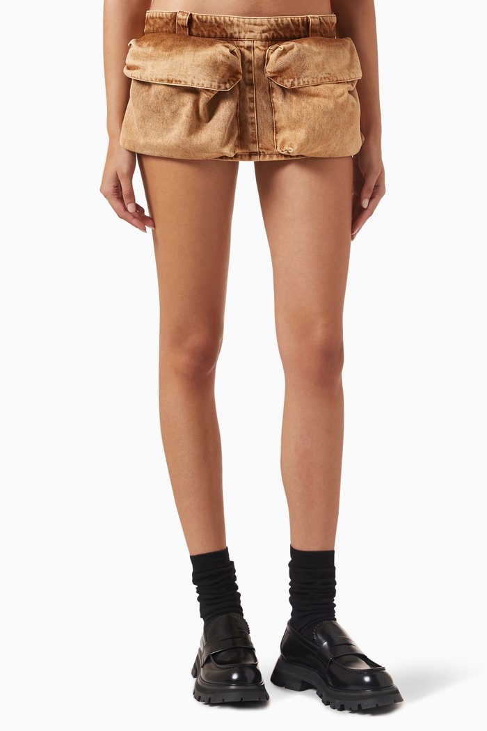 

Logo Mini Skirt in Marbleised-denim, Neutral