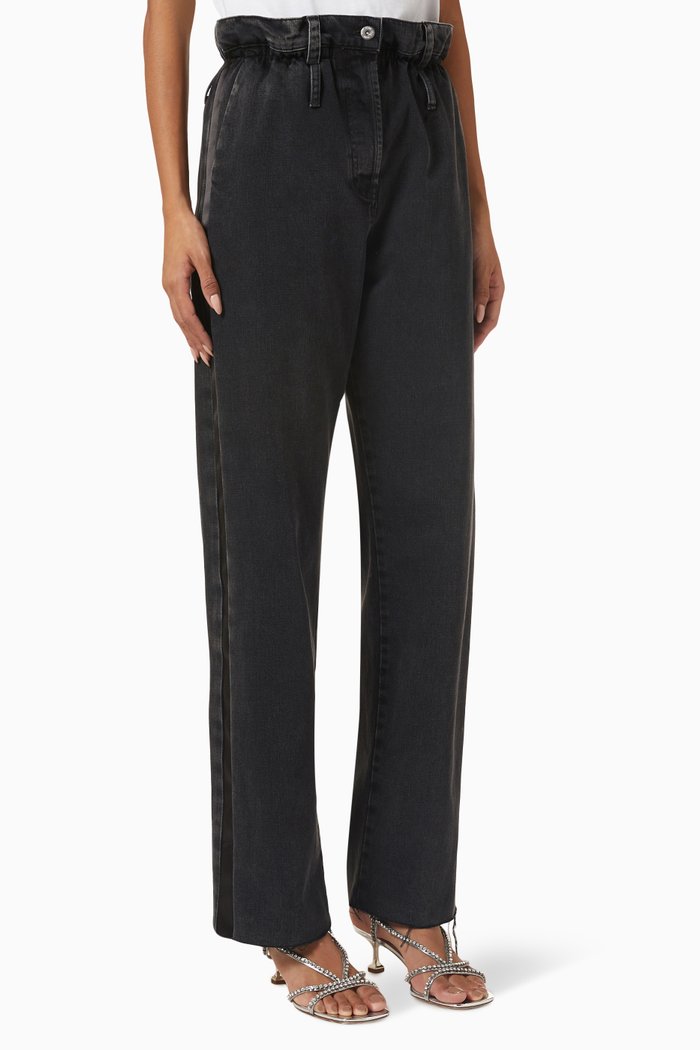 

High-waist Paperbag Jeans in Denim, Black