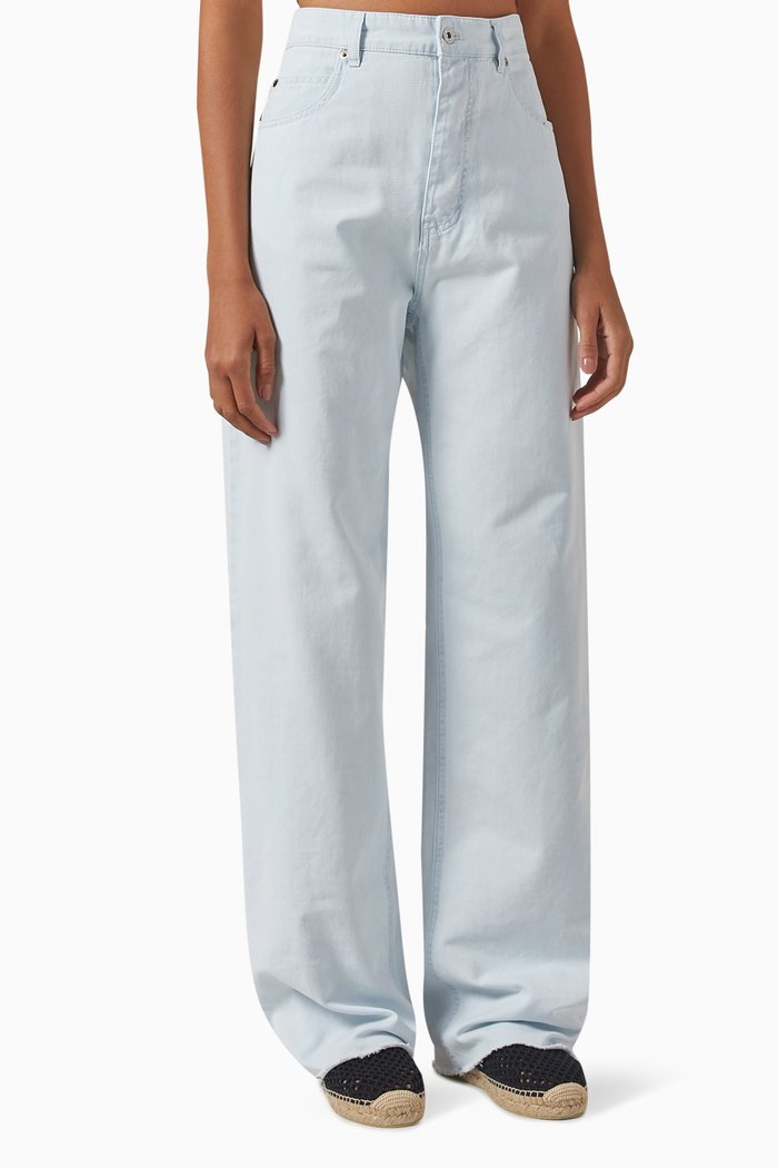 

Low-rise Jeans in Washed-denim, Blue