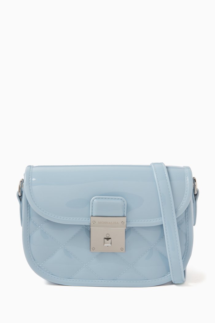 

Quilted Shoulder Bag in PVC, Blue