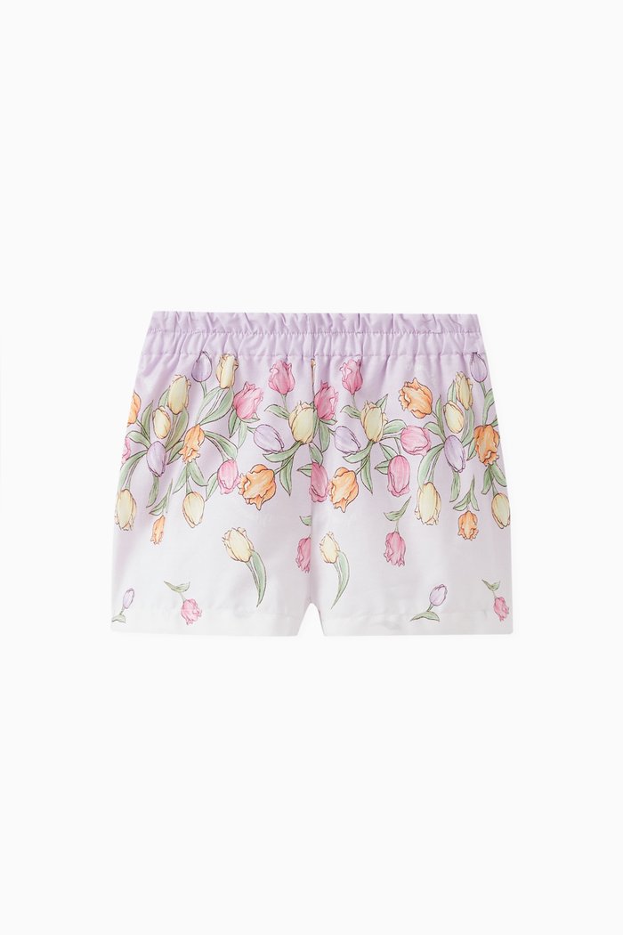 

Floral Shorts in Cotton, Purple