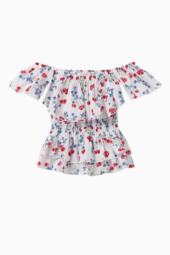 

Cherry-Print Baiadera Top and Skirt, White