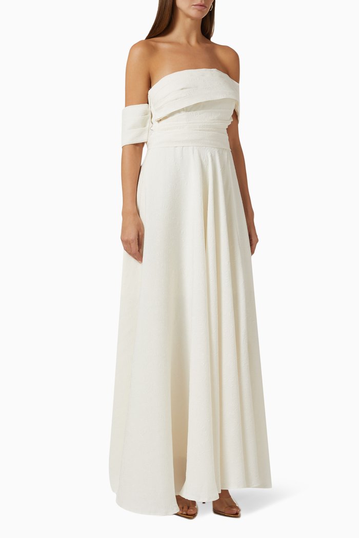 

Textured Off-shoulder Maxi Dress, Neutral