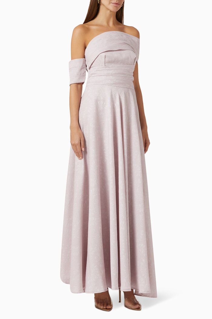 

Textured Off-shoulder Maxi Dress, Pink
