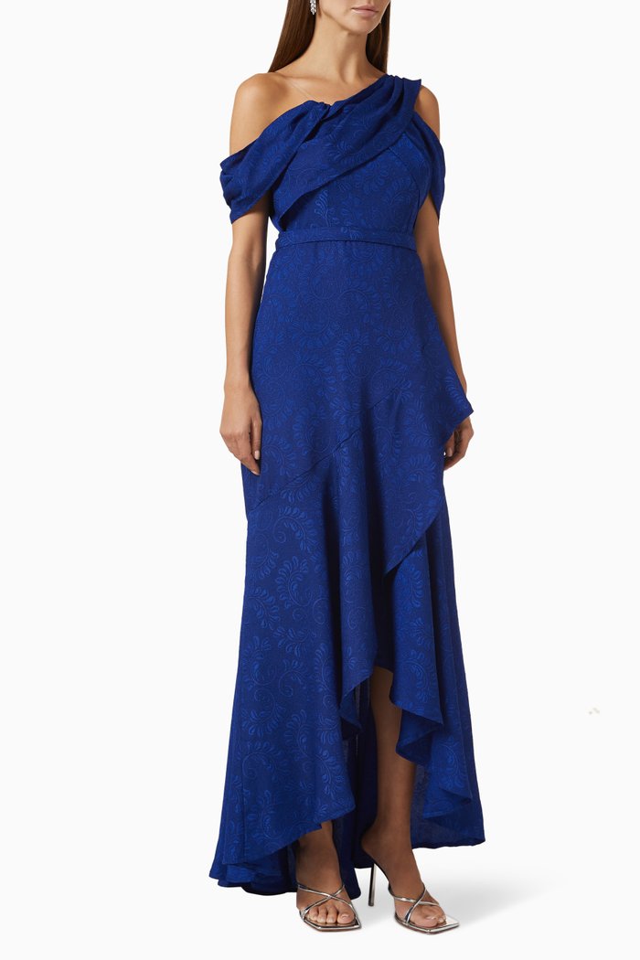 

Textured Draped Maxi Dress, Blue