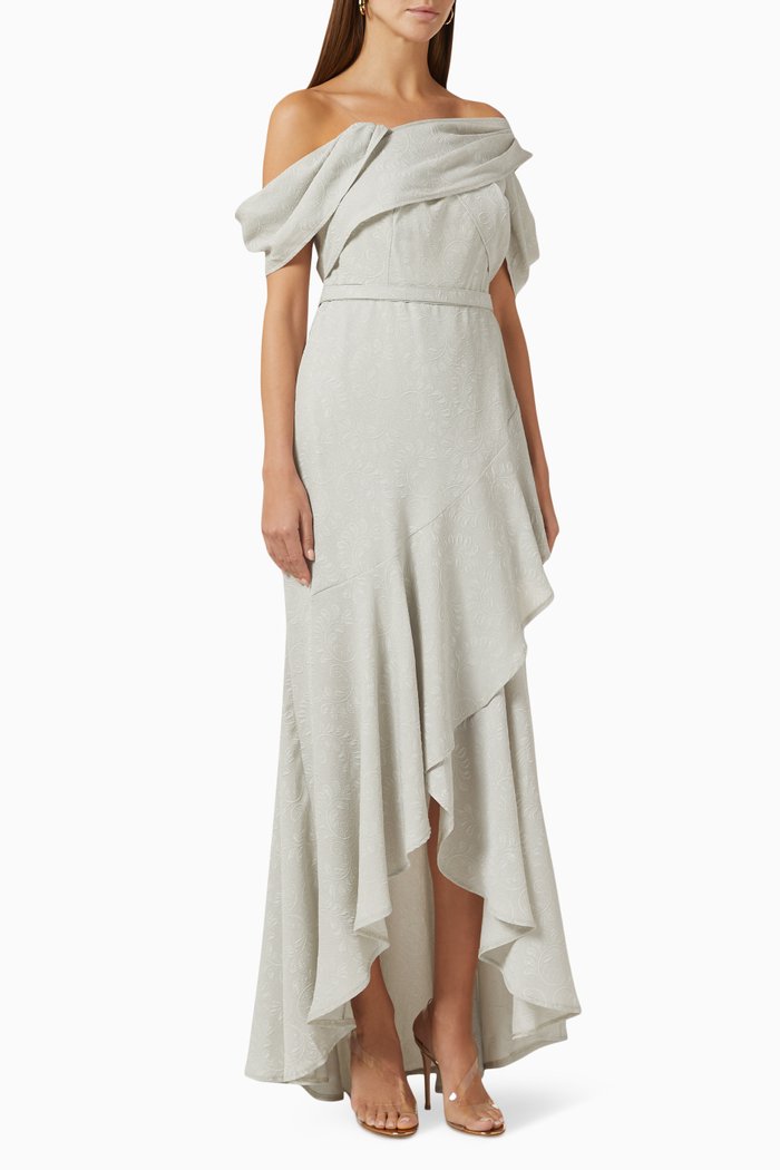 

Textured Draped Maxi Dress, Green