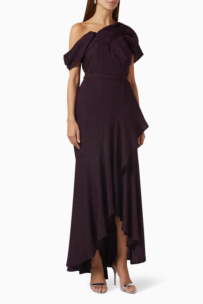 

Textured Draped Maxi Dress, Purple