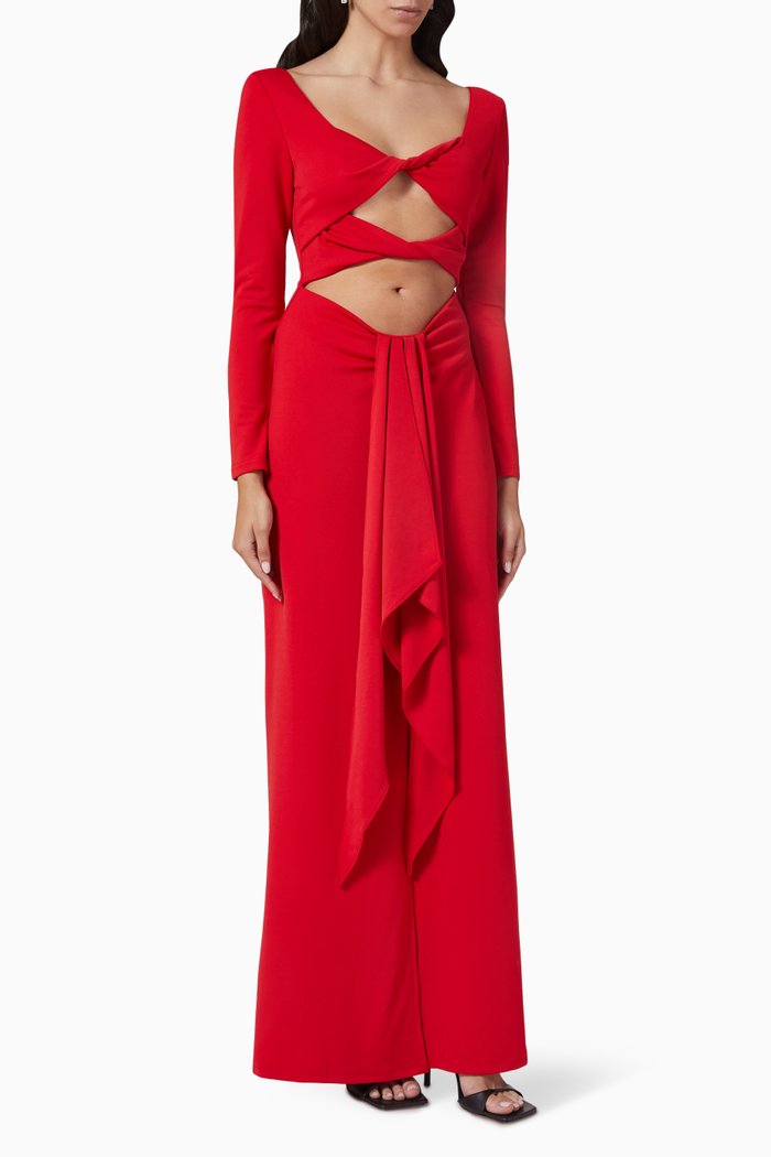 

Lolu Maxi Dress in Crepe, Red