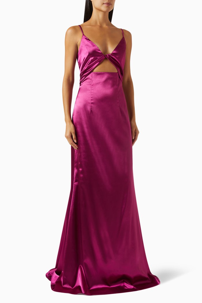

Torera Cami Maxi Dress in Stretch-satin, Purple