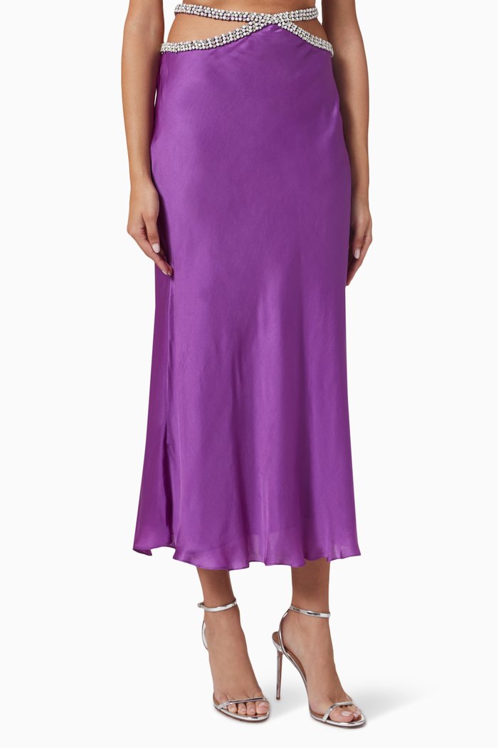 

Fife Midi Skirt in Viscose, Purple