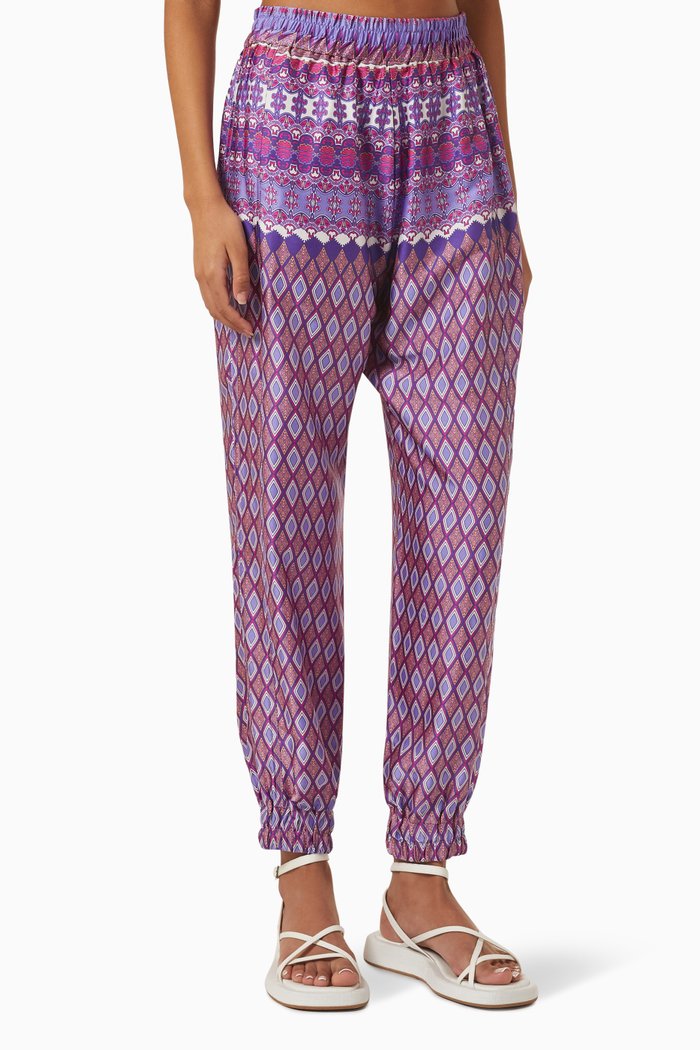 

Noomi Geometric-print Pants, Purple