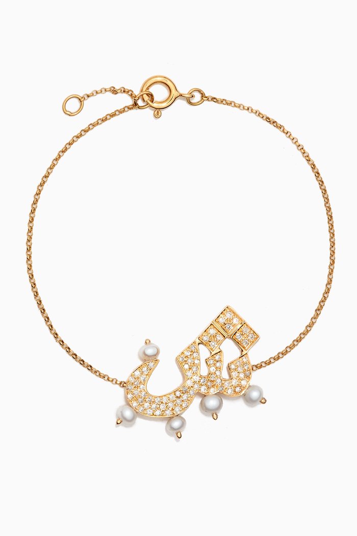 

Letter 'SH' Diamond & Pearl Bracelet in 18kt Gold, Yellow