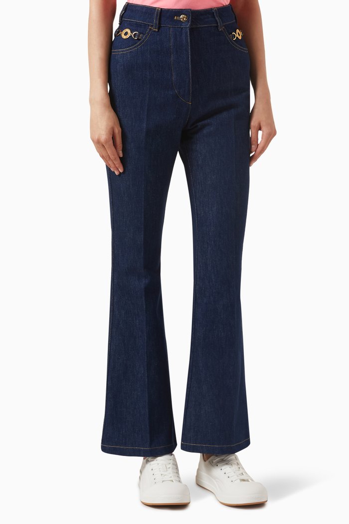 

Flared Jeans in Organic Cotton, Blue