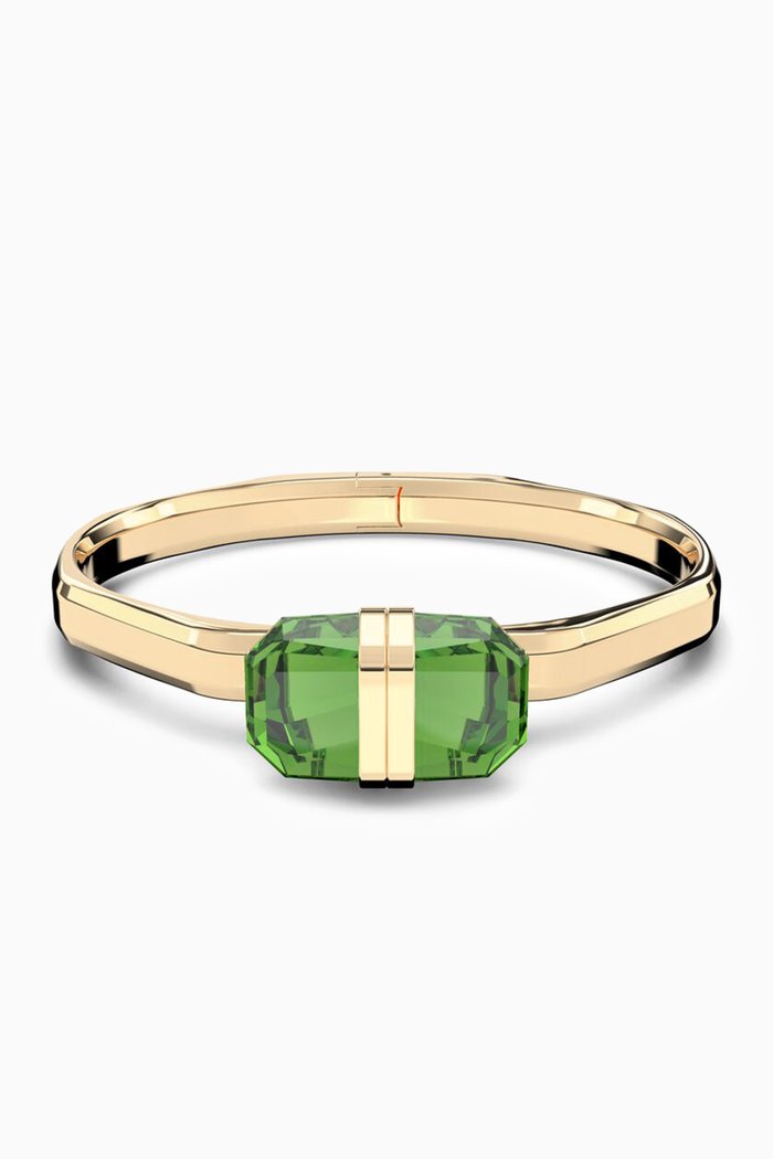 

Lucent Crystal Bangle in Gold-plated Metal, Green