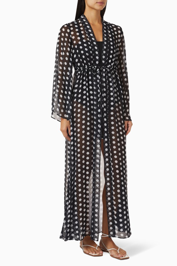 Betty Kimono Gown in Viscose, Black