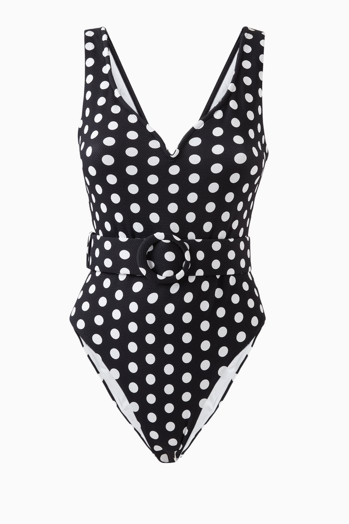 

Kamala Belted One-piece Swimsuit, Black