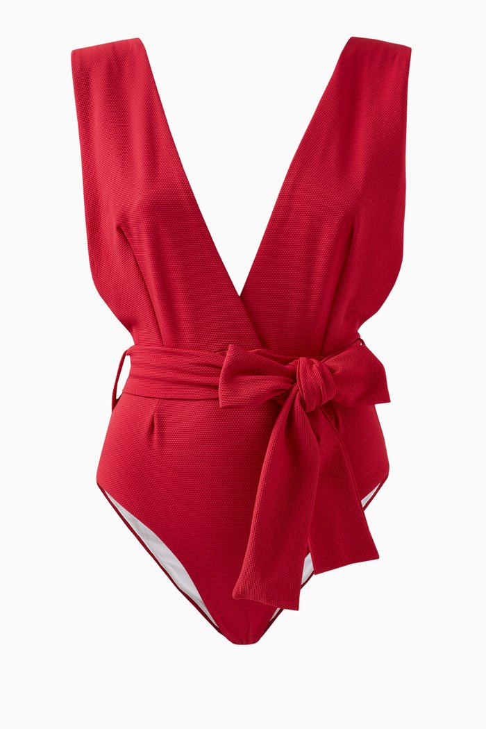 

Ally Belted Once-piece Swimsuit, Red