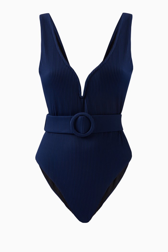 

Kiki Belted One-piece Swimsuit, Blue