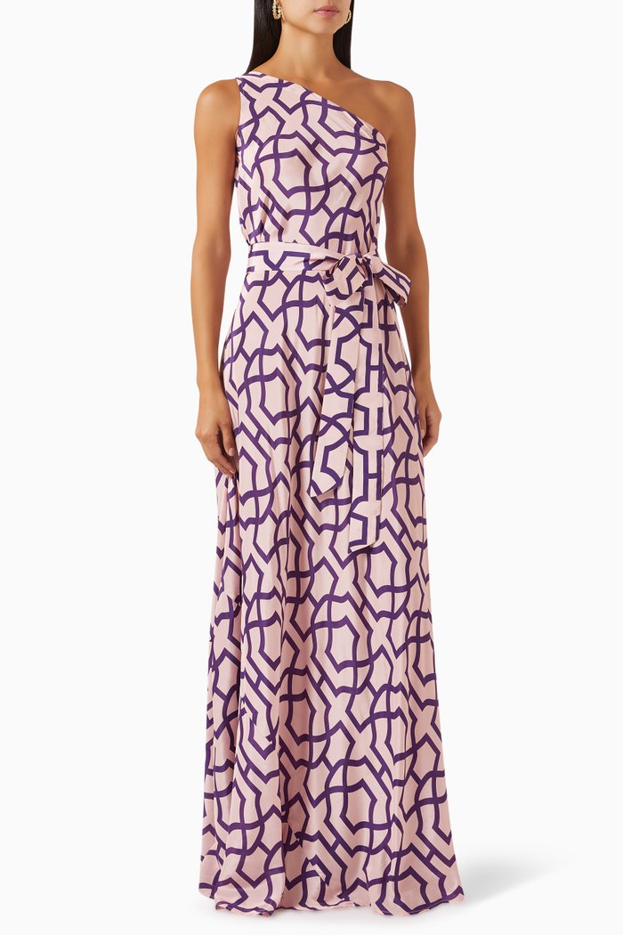 

Odetta One-shoulder Dress in Crepe de Chine, Pink