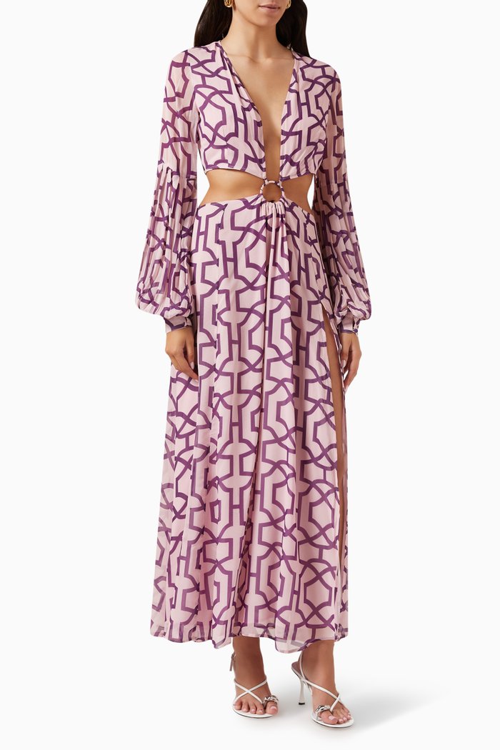 

Saphira Cut-out Dress in Crepe de Chine, Pink