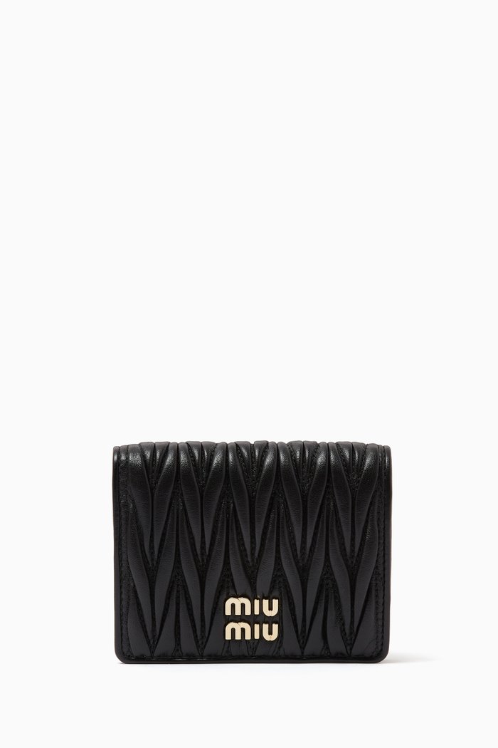 

Small Matelassé Flap Wallet in Nappa Leather, Black